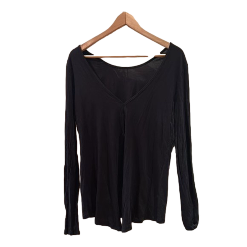 Lululemon black jersey long sleeve top slit back 4?